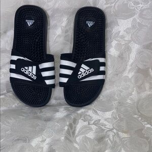 Adidas Kids Black and White Slides